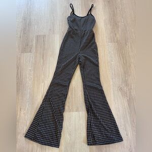 Black and Brown Houndstooth Jumpsuit